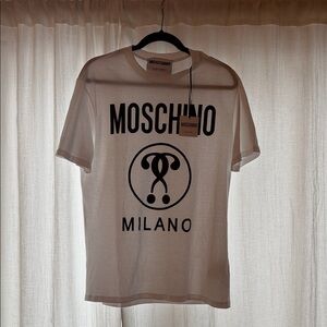 Moschino White and Black Logo T-Shirt